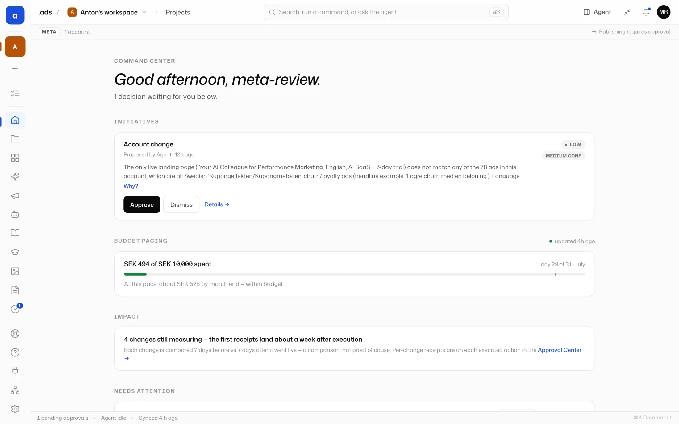 Command Center in ads by dotstack